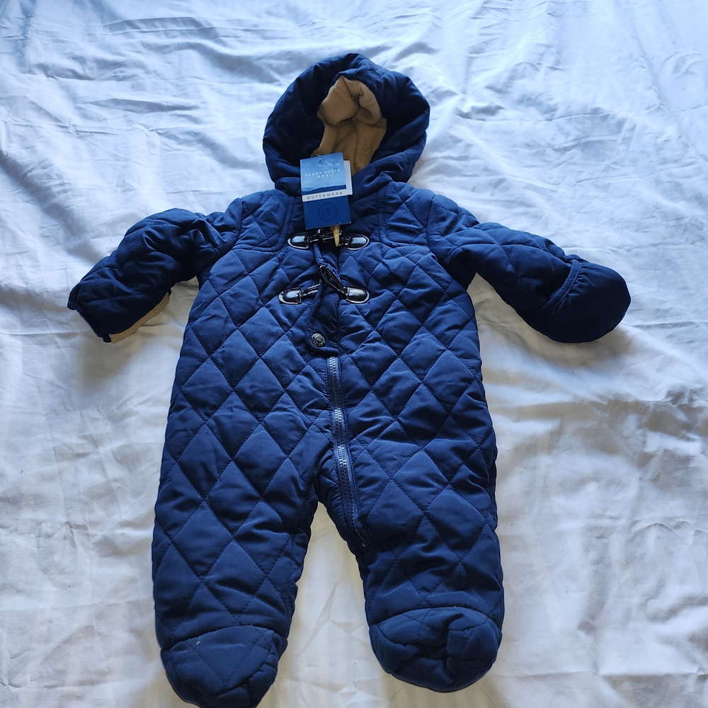 Perris Ellis Boy Outwear Quilted Fleece Hooded Snowsuit Infant Size 3-6 M Nwt!!!